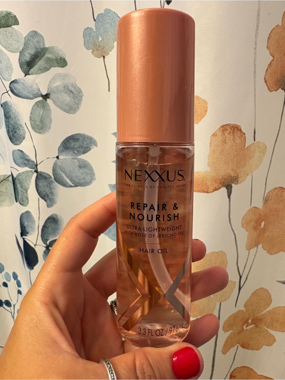 Nexxus Repair & Nourish Ultra Lightweight Hair Oil — Rose Gold Bottle